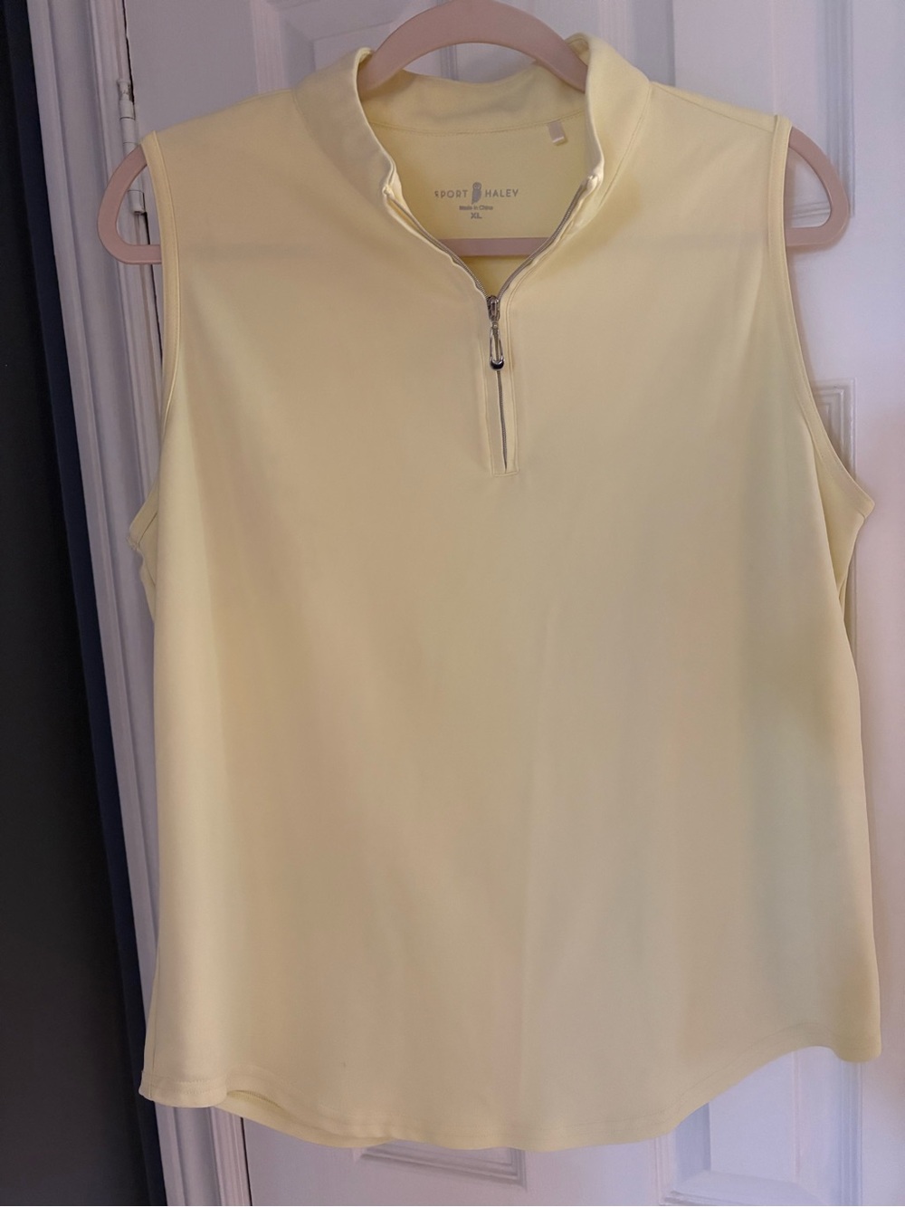 Sleeveless Zip Mock Neck Top - Butter Yellow